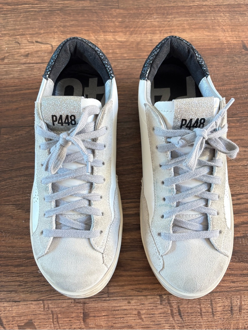 P448 John White Leather Low Top Sneakers Size 38 (US 7.5-8)